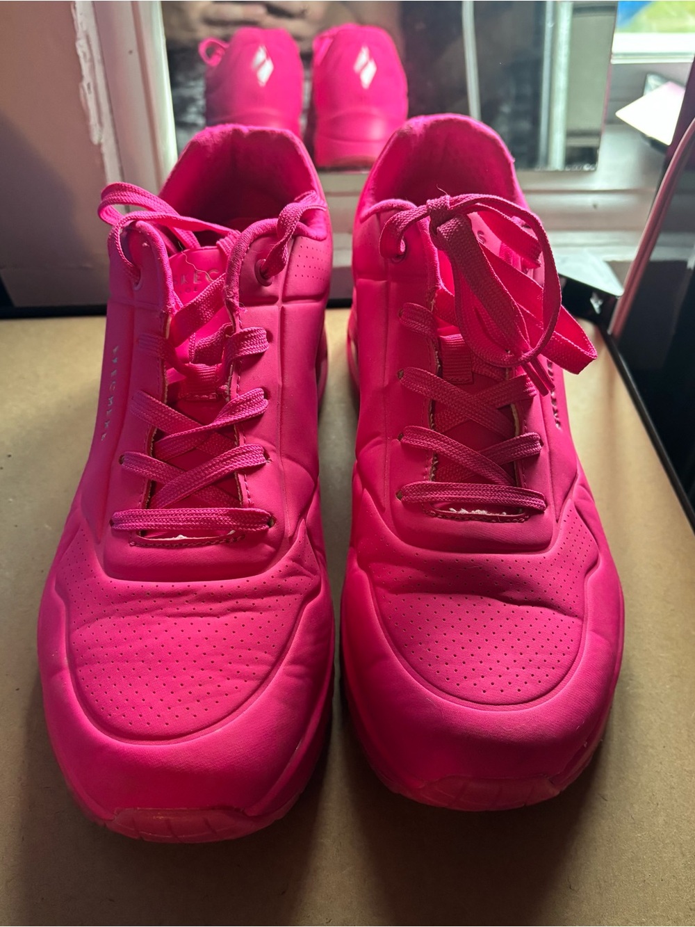 Skechers Women's Neon Pink Lace-Up Sneakers
